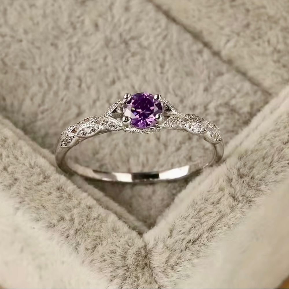 Silver plated ring with  Amethyst stones